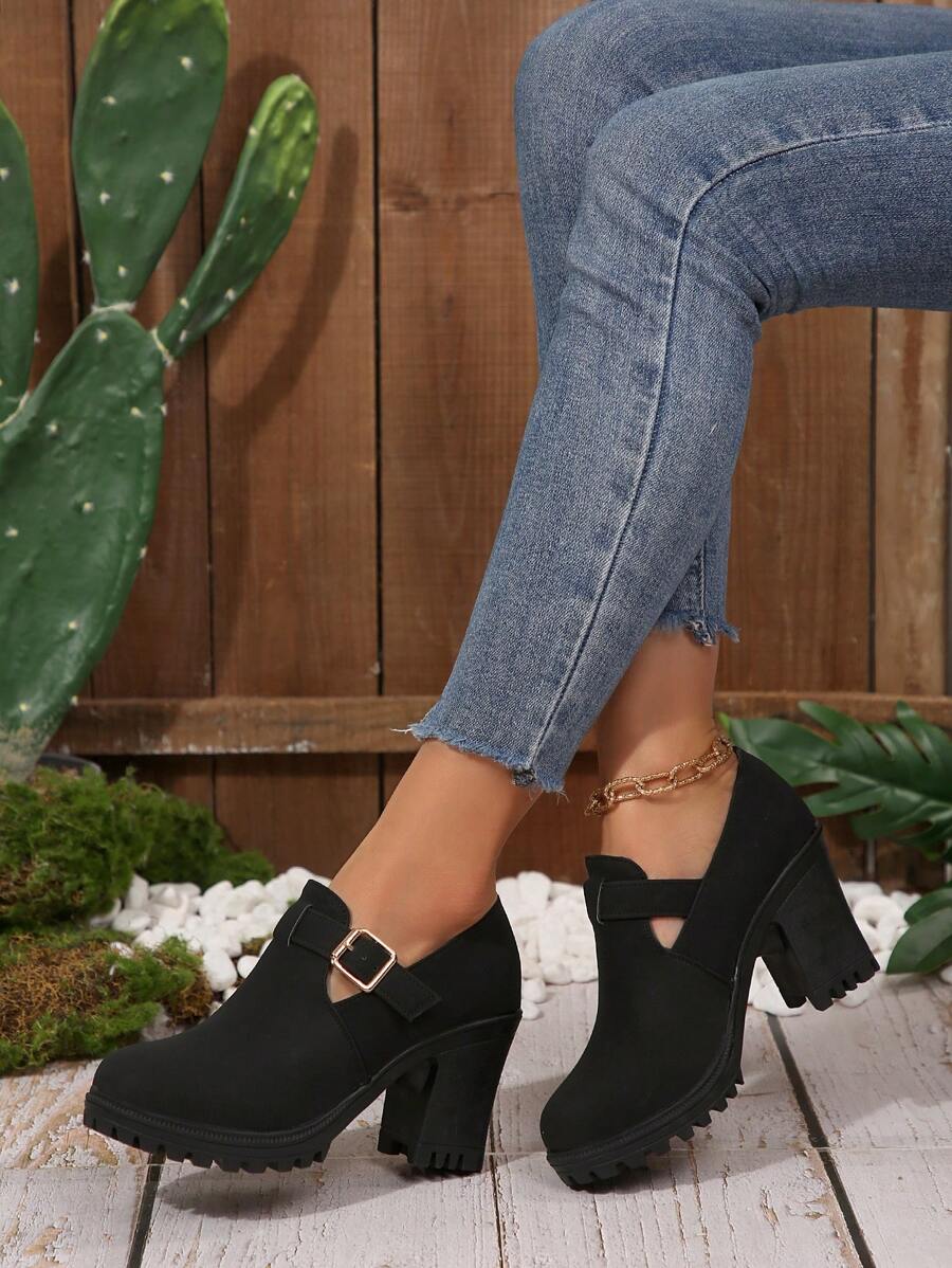 Classic Thick Heel High Heel Pumps For Women, Soft Sole Comfortable Mother Shoes, Waterproof Platform, Lightweight & Easy For Work