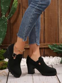 Classic Thick Heel High Heel Pumps For Women, Soft Sole Comfortable Mother Shoes, Waterproof Platform, Lightweight & Easy For Work