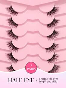 Asiteo 7 Pairs Half-Eye False Eyelashes - Significantly Lengthens Lashes, Soft Criss-Cross False Lashes - Natural & Fluffy, Long-Lasting & Reusable, Create Various Charming Makeup Looks - Cat Eye Lashes - View 5