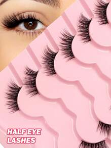Asiteo 7 Pairs Half-Eye False Eyelashes - Significantly Lengthens Lashes, Soft Criss-Cross False Lashes - Natural & Fluffy, Long-Lasting & Reusable, Create Various Charming Makeup Looks - Cat Eye Lashes - View 1