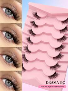 Asiteo 7 Pairs Half-Eye False Eyelashes - Significantly Lengthens Lashes, Soft Criss-Cross False Lashes - Natural & Fluffy, Long-Lasting & Reusable, Create Various Charming Makeup Looks - Cat Eye Lashes - View 3