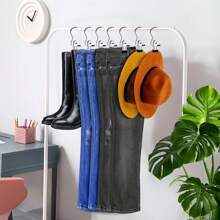 10 piezas de pinzas para tender ropa de acero inoxidable, ganchos plegables multifuncionales de 3 formas, con revestimiento antideslizante y anticorrosión, para el almacenamiento y secado del hogar de bufandas, pantalones, etc. - Multicolor - Ver 7