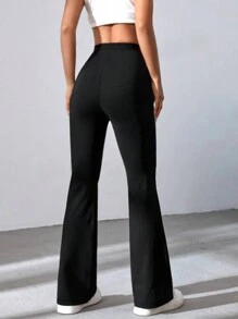 Pantalones deportivos para mujer de cintura alta, unicolor, acampanados, con compresión, mallas para hacer yoga, correr y entrenar