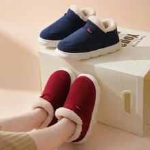 Dép đế bằng siêu mềm cho nữ, mũi tròn trơn màu, giày đi trong nhà/ngoài trời ấm áp thoải mái cho mùa đông - Xám - Xem 5