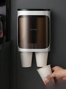 No Drill Water Dispenser Paper Cup Holder, Disposable Paper Cup Plastic Cup Wall-Mounted Cup Dispenser, Dustproof Automatic Cup Holder