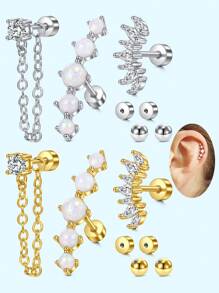 精致耳骨耳钉 16G 软骨耳环耳钉环状耳屏耳钉耳钉软骨穿孔首饰前耳轮耳环环状耳轮耳甲海螺不锈钢穿孔首饰 - 彩色 - 查看 5