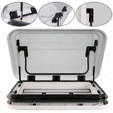 800*500mm RV Caravan Roof Hatch Window Skylight Sunroof Vent Mouth W/ LED Light - White - View 4