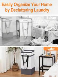 1 Pack/2 Pack Laundry Bin Collapsible Laundry Basket, Laundry Hamper With Extended Double Handle, Foldable Laundry Basket For Laundry - Black - View 9