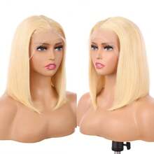 613 金色短鲍勃假发真人发 13x4 蕾丝前假发 180% 密度巴西处女 613 蕾丝前假发真人发直鲍勃假发预拔婴儿发万圣节服装 - S613 - 查看 4