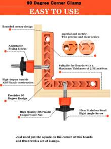 3-Inch 6pcs, 4-Inch 4pcs, 6pcs Clamps Woodworking 90 Degree Square Ruler Set, Home Decor DIY Tools, Suitable For Making Frames, Cabinets, Boxes, Christmas Manual Tool Set/Holiday Party Woodworking Tools