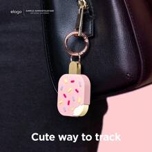 Elago AirTag Case Cover Pink For Apple AirTag Cover Cute, Icecream Design, Drop Protection Keychain, Carabiner Holder Key Ring, Shockproof, Track Keys, Backpacks, Purses, Gift For Friends, Girls, Boys, Girfriend, Boyfriend, Family - 可愛的粉紅色 - 查看 2