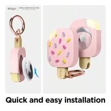 Elago AirTag Case Cover Pink For Apple AirTag Cover Cute, Icecream Design, Drop Protection Keychain, Carabiner Holder Key Ring, Shockproof, Track Keys, Backpacks, Purses, Gift For Friends, Girls, Boys, Girfriend, Boyfriend, Family - 可愛的粉紅色 - 查看 5