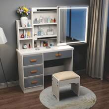 Tocador Minimalista Con Espejo Yluces Vanity - Blanco - Ver 1