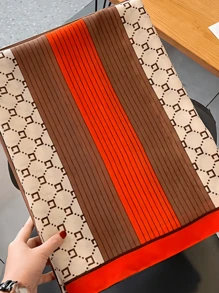 Unisex Letter Warm Scarf, Comfortable Linen Long Scarf/Shawl, Korean Style For Autumn And Winter