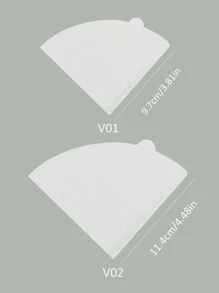 Brutelle 1张 V02 V型手动滴滤咖啡滤纸，适用于V01和V02滤杯，白色，适合家庭、办公室、咖啡角和旅行使用。 - 白色錐形 - 查看 10