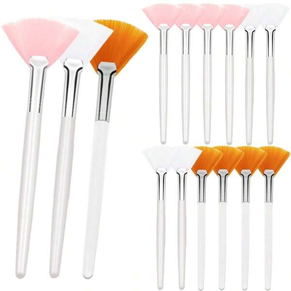 15 Pieces Fan Brushes Soft Facial Applicator Brushes Acid Applicator Brush Cosmetic Makeup Skincare Tools For Mud Cream