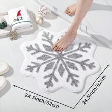 DeramHy Home 1 Stück Weihnachtsdekoration Schneeflocke Badezimmerteppich, weiß-grauer Schneeflocken Willkommens-Fußmatte rutschfest rund waschbar Badewannen-Teppich Badezimmer Wanne Küche Teppich Dekoration Zuhause Badezimmer Bodenbelag Teppich Outdoor Fußmatte Herbstdekoration Badezimmer Accessoires Eingangsbereich Dekoration - weiße graue Schneeflocken - Übersicht 4
