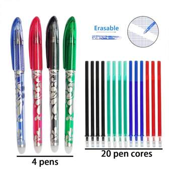 24pcs/26pcs/36pcs/38pcs Erasable Pen Set, Colorful Erasable Gel Pens, Student Learning & Office Supplies