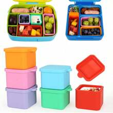 6pcs Silicone Lunch Box Dividers, Bento Lunch Box Containers With Lid, Food Safe Salad Dressing Container, Reusable Snack & Condiment Containers, Home Decoration, Christmas Gifts, Home Gifts, Room Decoration - Color Mixing - View 13