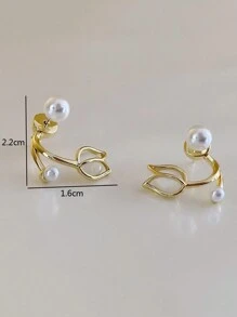 1 Cặp Hoa tai thiết kế hình lá ngọc trai giả và đá giả thời trang cho ngày lễ tình nhân, mẹ, mẹ, ngày của mẹ, quà tặng - Nhiều màu - Xem 3