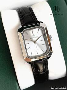 Pablo Raez 1 件女士手表可爱流行全新奢华女士腕表高品质女士时尚矩形正装手表 IPS 银色 SUS304 不锈钢 50 米防水简约可爱时钟女式优雅休闲石英女士手表超细纤维皮革柔软透气条形刻度高级学院风腕表适合日常使用送给家人或女朋友的精美礼物