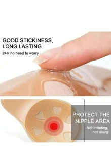 2pcs Reusable Rabbit Ear Nipple Cover Lifting Silicone Invisible Sticky Bra Pad For Sports Push-Up Plank Workout - Multicolor - View 9