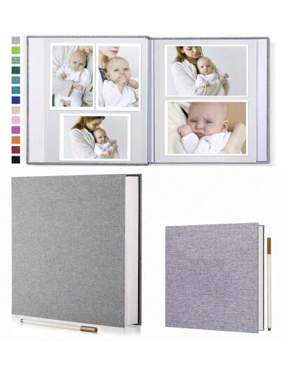 Linnefotoalbum Självhäftande Scrapbookalbum För 2x3 4x6 5x7 8x10 Bilder DIY Fotobok, Födelsedagspresenter För Kvinnor Mamma, Bröllop Baby Familj Resor Tillbaka Till Skolan, Tillbaka Till Skolan, Skolmaterial