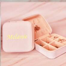 定制旅行珠宝盒定制蜜月礼物求婚伴娘礼物生日个性化定制婚礼礼物珠宝旅行母亲节礼物送给她 - 粉色 - 查看 14