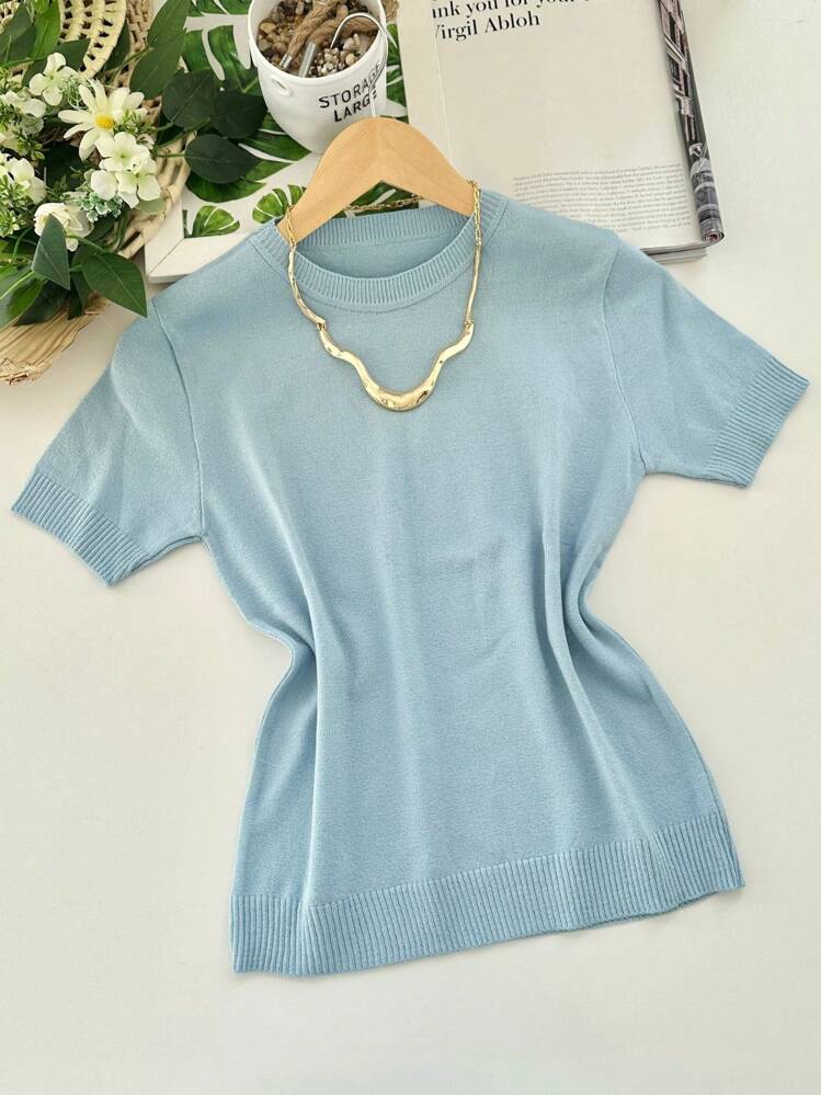 Blusa Modal Com Manga Curta Clássica Básica Fashion Moda