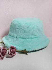 1pc Women/Men Multicolor Casual Versatile Warm Soft Plush Bucket Hat, Suitable For Autumn/Winter Daily Use Winter Hat