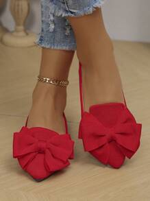 2025 Otoño Zapatos casuales de lona con punta puntiaguda, suela blanda y estampado de dibujos animados lindos para mujer talla grande 35-45, adecuados para primavera/verano y San Valentín - Rojo - Ver 5