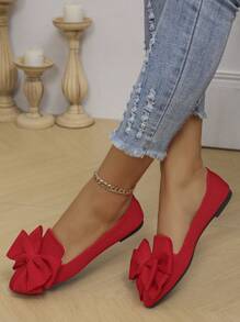 2025 Otoño Zapatos casuales de lona con punta puntiaguda, suela blanda y estampado de dibujos animados lindos para mujer talla grande 35-45, adecuados para primavera/verano y San Valentín - Rojo - Ver 4
