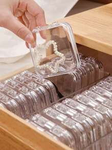 5/9 件透明塑料指甲展示和收纳盒套装，可堆叠矩形收纳盒，用于存放指甲尖、丙烯酸指甲、珠宝和珠子。可用于美甲展示和保存 - 無色 - 查看 7