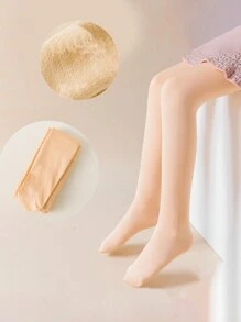 1 双儿童纯色羊毛保暖舞蹈长筒袜，青少年儿童秋冬保暖连裤袜 - 彩色 - 查看 8