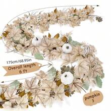 1 Stück 1,8m Herbstdekoration - Herbstkranz - Herbst-Ahornblatt-Kürbis-Beeren-Kranz - Thanksgiving Halloween Bauernhaus Ernte Dekoration für Zuhause Außen Innen Veranda, Weihnachten