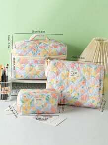 大容量印花化妆包，带提手，便携式化妆工具收纳包，加厚印花化妆包，女士旅行收纳包，化妆品包，旅行洗漱包，家居必备