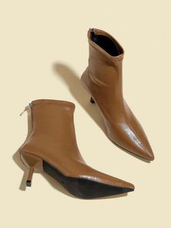 Fall/Winter 2025 Women's Black Suede Ankle Boots And Short Boots, 7cm High Heel, Elastic Slim Fit, Comfortable And Fashionable Boots, Black High Heel Shoes, Wine Glass Heel, Oil Leather,Kitten Heels,Party Outfits