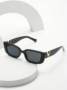 1 chiếc kính mát nữ hình chữ nhật gọng nhỏ cá tính cổ điển đơn giản sang trọng ngoài trời hình chữ V chân rộng thời trang, thích hợp cho đi chơi, đi nghỉ và du lịch kính mát thời trang cho phụ nữ kính râm phụ kiện bãi biển cổ điển Y2k - màu đen - Xem 1