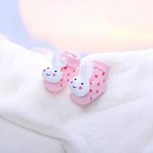 1 Pair 3D Animal Print Baby Socks, Non-Slip, Soft And Comfortable For All Seasons - 彩色 - 查看 2