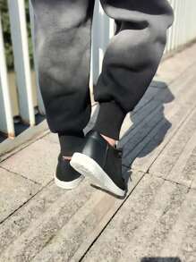 儿童休闲系带帆布透气跑步鞋，低帮运动鞋 - 黑色 - 查看 6