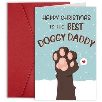1PC.Best Dog Dad Christmas Card, Christmas Card For Doggy Daddy, Xmas Card Form Dog, Happy Christmas To The Best Doggy Daddy