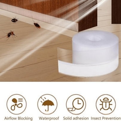 16.5ft Weather Stripping Door Bottom Seal Strip, Adhesive Weatherproof Seal For Door Or Window Bathroom Shower Glass Gap (45mm*5m)