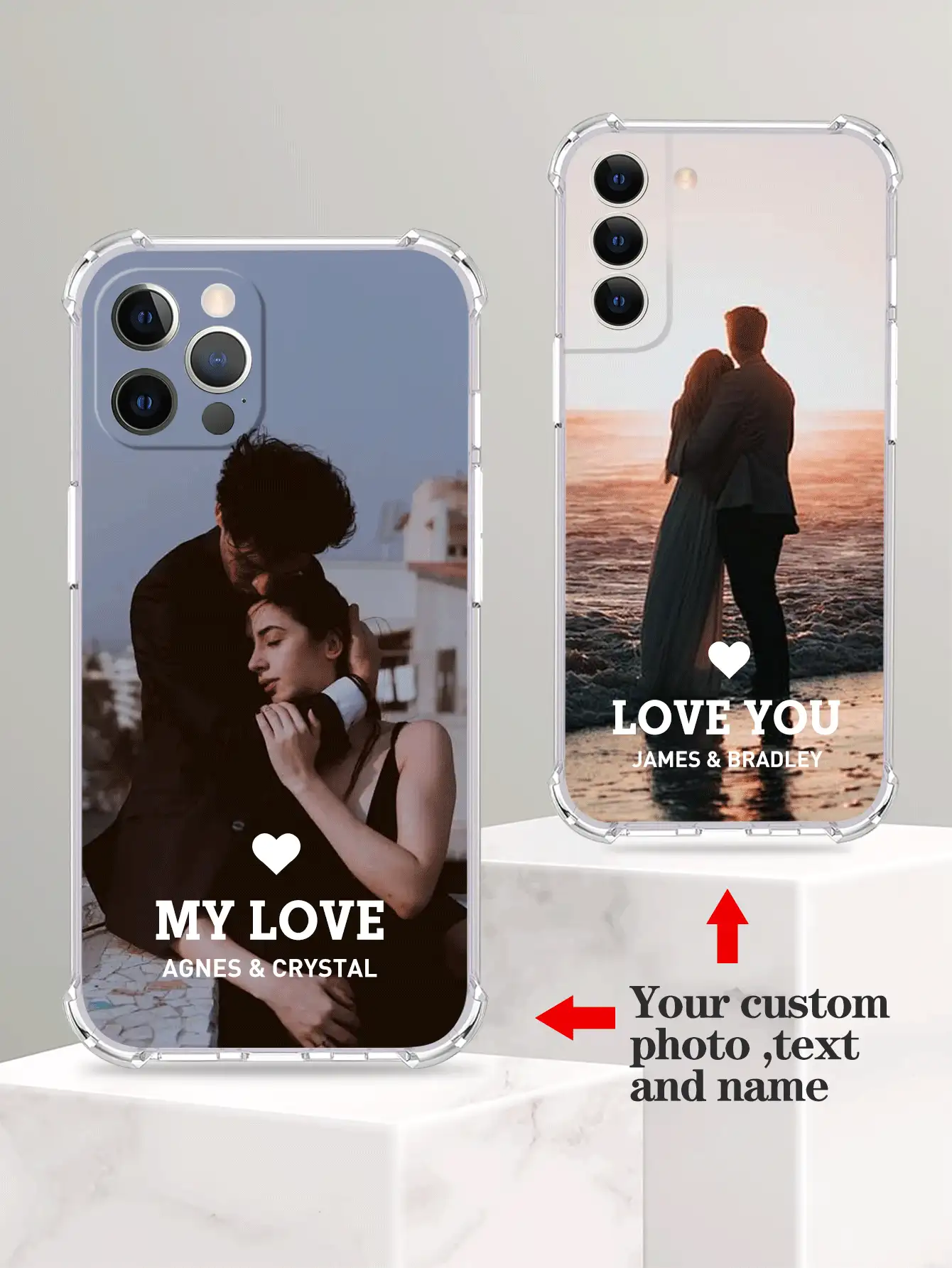 Personalisiertes Volldruckbild Handyhülle, individualisierte Foto-Schutzhülle, Jahrestags-Geschenk, Valentinstags-Geschenk, Geschenk für beste Freunde, Geschenk für Vater/Mutter, Geschenk für Freund/Freundin, kompatibel mit iPhone 11/12/13/14/15 Pro Max, Galaxy A15/A25/A35/A55/S23/24 Ultra, Handy & Zubehör, internationale Version, nicht die Inlandsversion, personalisiertes Zubehör - Transparent - Übersicht 3