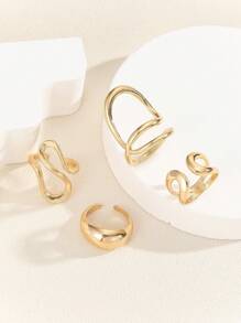 4 Stücke/Set minimalistische Line Design Metall-Gold Modering Set für Frauen