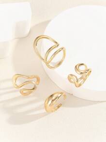 4 Stücke/Set minimalistische Line Design Metall-Gold Modering Set für Frauen
