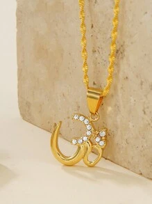 1 chiếc vòng cổ biểu tượng Yoga mạ đồng Châu Phi thời trang cá nhân hóa bằng vàng 18k Zirconia, mặt dây chuyền - Vàng - Xem 3