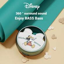 Disney True Wireless Bluetooth Headset QS-13-Strawberry Bear Rose Red Winnie The Pooh Grass Green Mickey Indigo Minnie Rose Gold Round Metal Ring Oxidized ID Design 360 Degree Rotation Unzip Chinese Packaging