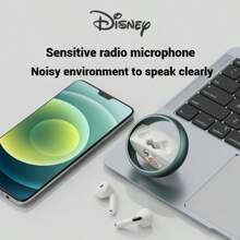 Disney True Wireless Bluetooth Headset QS-13-Strawberry Bear Rose Red Winnie The Pooh Grass Green Mickey Indigo Minnie Rose Gold Round Metal Ring Oxidized ID Design 360 Degree Rotation Unzip Chinese Packaging