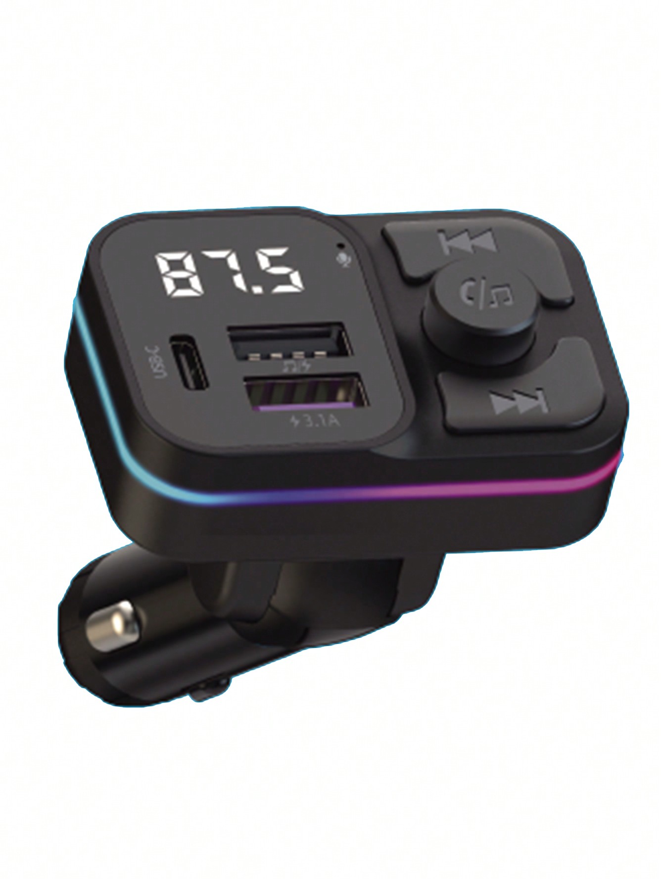 مشغل MP3 لاسلكي وشاحن سيارة متعدد USB 3.1A مع أضوا...