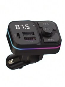 Reproductor de MP3 Bluetooth para automóvil y cargador USB múltiple para automóvil de 3.1A con luces de colores, conexión inalámbrica Bluetooth V5.3